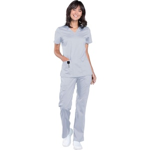 image:imageCherokee Scrub Set for Women V Neck Top amp Flare Leg PantGrey