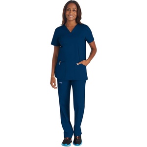 image:imageCherokee Scrub Set for Women V Neck Top amp Flare Leg PantNavy