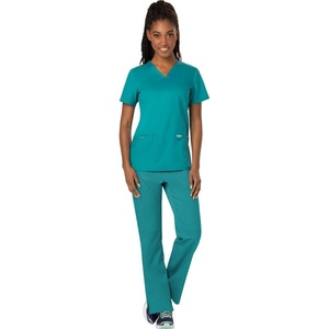image:imageCherokee Scrub Set for Women V Neck Top amp Flare Leg PantTeal Blue