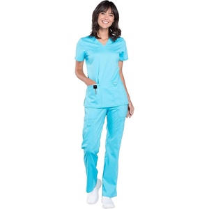 image:imageCherokee Scrub Set for Women V Neck Top amp Flare Leg PantTurquoise