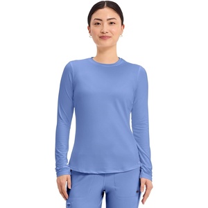 image:imageCherokee Underscrub Long Sleeve Womens Knit Tee Nursing Underscrubs Crew Neck Layering Top for Women  CK773Ciel Blue