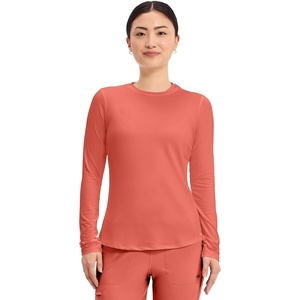 image:imageCherokee Underscrub Long Sleeve Womens Knit Tee Nursing Underscrubs Crew Neck Layering Top for Women  CK773Coral Rush