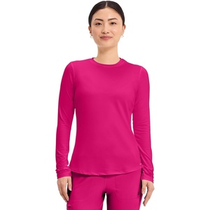 image:imageCherokee Underscrub Long Sleeve Womens Knit Tee Nursing Underscrubs Crew Neck Layering Top for Women  CK773Electric Pink