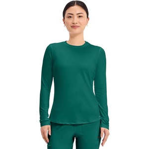 image:imageCherokee Underscrub Long Sleeve Womens Knit Tee Nursing Underscrubs Crew Neck Layering Top for Women  CK773Hunter Green
