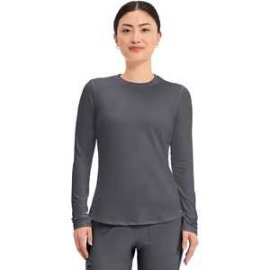 image:imageCherokee Underscrub Long Sleeve Womens Knit Tee Nursing Underscrubs Crew Neck Layering Top for Women  CK773Pewter