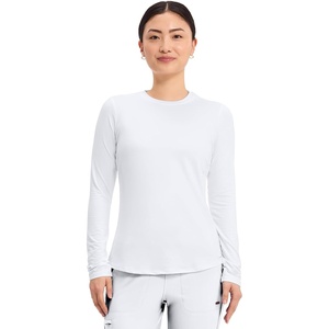 image:imageCherokee Underscrub Long Sleeve Womens Knit Tee Nursing Underscrubs Crew Neck Layering Top for Women  CK773White