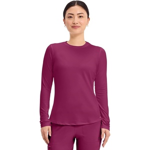 image:imageCherokee Underscrub Long Sleeve Womens Knit Tee Nursing Underscrubs Crew Neck Layering Top for Women  CK773Wine