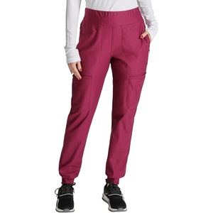 image:imageCherokee Scrubs for Women Pant with Mid Rise Tapered Leg Drawstring Moisture Wicking Easy Care amp 360 Stretch Fabric  CK092Wine