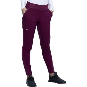 image:imageCherokee Statement Women Scrubs Pant Mid Rise Tapered Leg Pullon CK175Wine