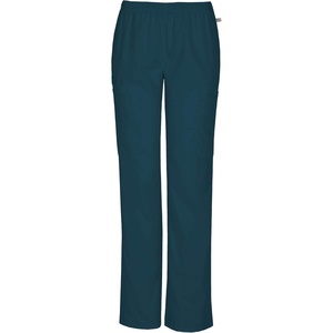 image:imageCherokee Womens Mid Rise Straight Leg Elastic Waist PantCaribbean Blue