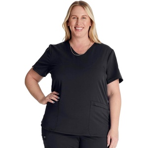 image:imageCherokee Atmos V Neck Womens Scrub Tops VNeck Soft Stretch 2 PocketsBlack