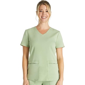 image:imageCherokee Atmos V Neck Womens Scrub Tops VNeck Soft Stretch 2 PocketsCool Cucumber