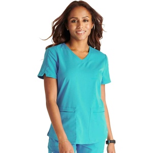 image:imageCherokee Atmos V Neck Womens Scrub Tops VNeck Soft Stretch 2 PocketsTeal Blue