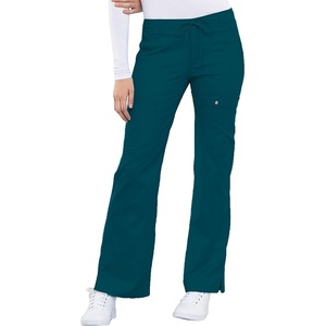 image:imageCherokee Luxe Women Scrubs Pant Low Rise Flare Leg Drawstring Cargo 21100Caribbean Blue