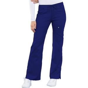 image:imageCherokee Luxe Women Scrubs Pant Low Rise Flare Leg Drawstring Cargo 21100Galaxy Blue