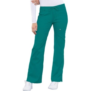image:imageCherokee Luxe Women Scrubs Pant Low Rise Flare Leg Drawstring Cargo 21100Teal