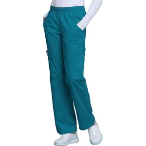 image:imageCherokee Scrub Pants for Women Mid Rise PullOn Cargo Medical Uniform 7 Pocket Elastic Waist Adjustable Hem Stretch  4005Caribbean Blue