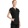 image:imageCherokee Kinetic Henley Womens Scrub Top Dolman Sleeves 2 Zipper PocketsBlack