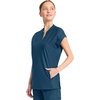image:imageCherokee Kinetic Henley Womens Scrub Top Dolman Sleeves 2 Zipper PocketsCaribbean Blue