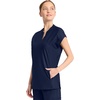 image:imageCherokee Kinetic Henley Womens Scrub Top Dolman Sleeves 2 Zipper PocketsNavy