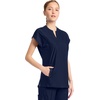 image:imageCherokee Kinetic Henley Womens Scrub Top Dolman Sleeves 2 Zipper PocketsNavy