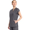image:imageCherokee Kinetic Henley Womens Scrub Top Dolman Sleeves 2 Zipper PocketsPewter