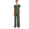 image:imageCherokee Kinetic Henley Womens Scrub Top Dolman Sleeves 2 Zipper PocketsSap Green