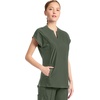 image:imageCherokee Kinetic Henley Womens Scrub Top Dolman Sleeves 2 Zipper PocketsSap Green