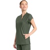 image:imageCherokee Kinetic Henley Womens Scrub Top Dolman Sleeves 2 Zipper PocketsSap Green