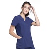 image:imageCherokee Women Mock Wrap Contemporary Fit Scrubs Top with Stretchy Knit Panel CK680Navy