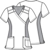 image:imageCherokee Women Mock Wrap Contemporary Fit Scrubs Top with Stretchy Knit Panel CK680Navy