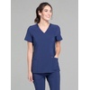 image:imageCherokee Women Mock Wrap Contemporary Fit Scrubs Top with Stretchy Knit Panel CK680Navy