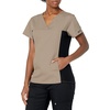 image:imageCherokee Womens Flexibles Contrast Black VNeck Knit Panel TopTaupe