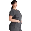 image:imageCherokee Womens Scrub Top Snap Front Henley with 2 Pockets and Center Back Length of 26  CK749AHeather Pewter