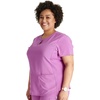 image:imageCherokee Womens Scrub Top Snap Front Henley with 2 Pockets and Center Back Length of 26  CK749AVibran Violet