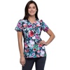 image:imageCherokee iFlex Women Scrubs Top Mock Wrap Knit Panel Print CK642Brushing Bouquets