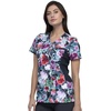 image:imageCherokee iFlex Women Scrubs Top Mock Wrap Knit Panel Print CK642Brushing Bouquets