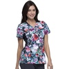 image:imageCherokee iFlex Women Scrubs Top Mock Wrap Knit Panel Print CK642Brushing Bouquets