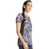 image:imageCherokee iFlex Women Scrubs Top Mock Wrap Knit Panel Print CK642Watercolor Petals