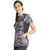 image:imageCherokee iFlex Women Scrubs Top Mock Wrap Knit Panel Print CK642Watercolor Petals