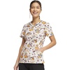 image:imageCherokee Prints Women Scrubs Top VNeck Print CK646Pugkin Spice Season
