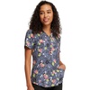 image:imageCherokee Prints Women Scrubs Top VNeck Print CK662Paisley Petals