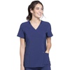 image:imageCherokee Women Mock Wrap Contemporary Fit Scrubs Top with Stretchy Knit Panel CK680Navy