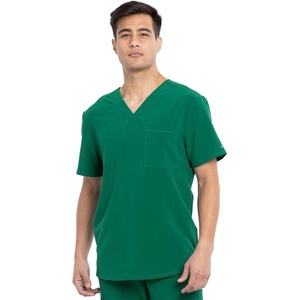 image:imageCherokee Allura Scrub Tops for Men V Neck Modern Fit Top 2 PocketsHunter Green