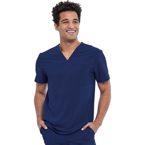 image:imageCherokee Allura Scrub Tops for Men V Neck Modern Fit Top 2 PocketsNavy