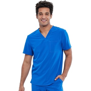 image:imageCherokee Allura Scrub Tops for Men V Neck Modern Fit Top 2 PocketsRoyal