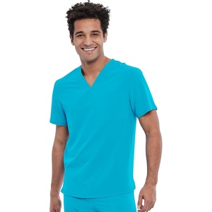 image:imageCherokee Allura Scrub Tops for Men V Neck Modern Fit Top 2 PocketsTeal Blue