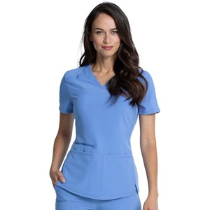 image:imageCherokee Allura VNeck Womens Scrub Tops Nurse Shirt with 3 PocketsCiel Blue