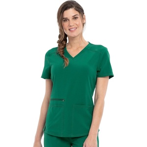 image:imageCherokee Allura VNeck Womens Scrub Tops Nurse Shirt with 3 PocketsHunter Green