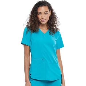 image:imageCherokee Allura VNeck Womens Scrub Tops Nurse Shirt with 3 PocketsTeal Blue
